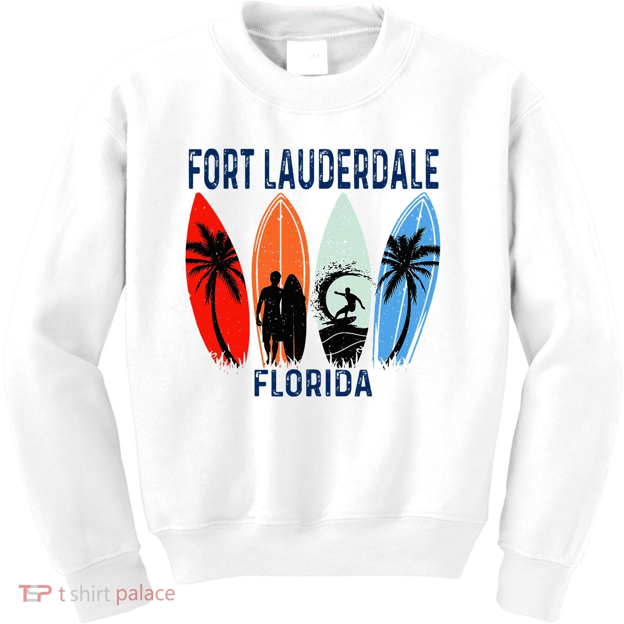 Retro Fort Lauderdale Beach Florida Surfboarder Beach Kids Sweatshirt