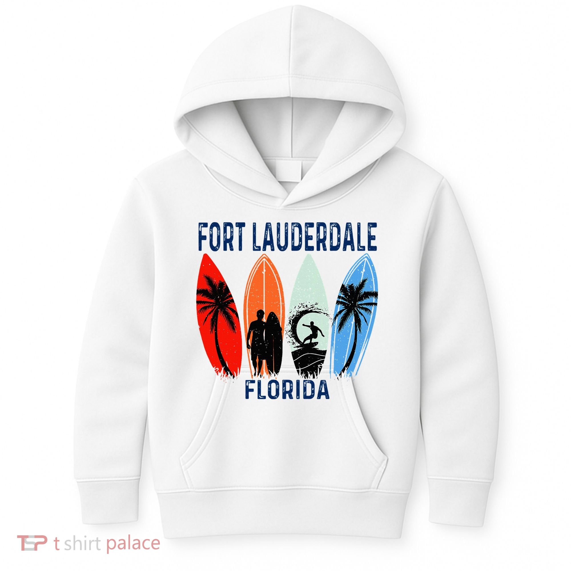 Retro Fort Lauderdale Beach Florida Surfboarder Beach Kids Hoodie