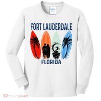 Retro Fort Lauderdale Beach Florida Surfboarder Beach Kids Long Sleeve Shirt thumb 0