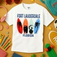 Retro Fort Lauderdale Beach Florida Surfboarder Beach Kids T-Shirt thumb 3
