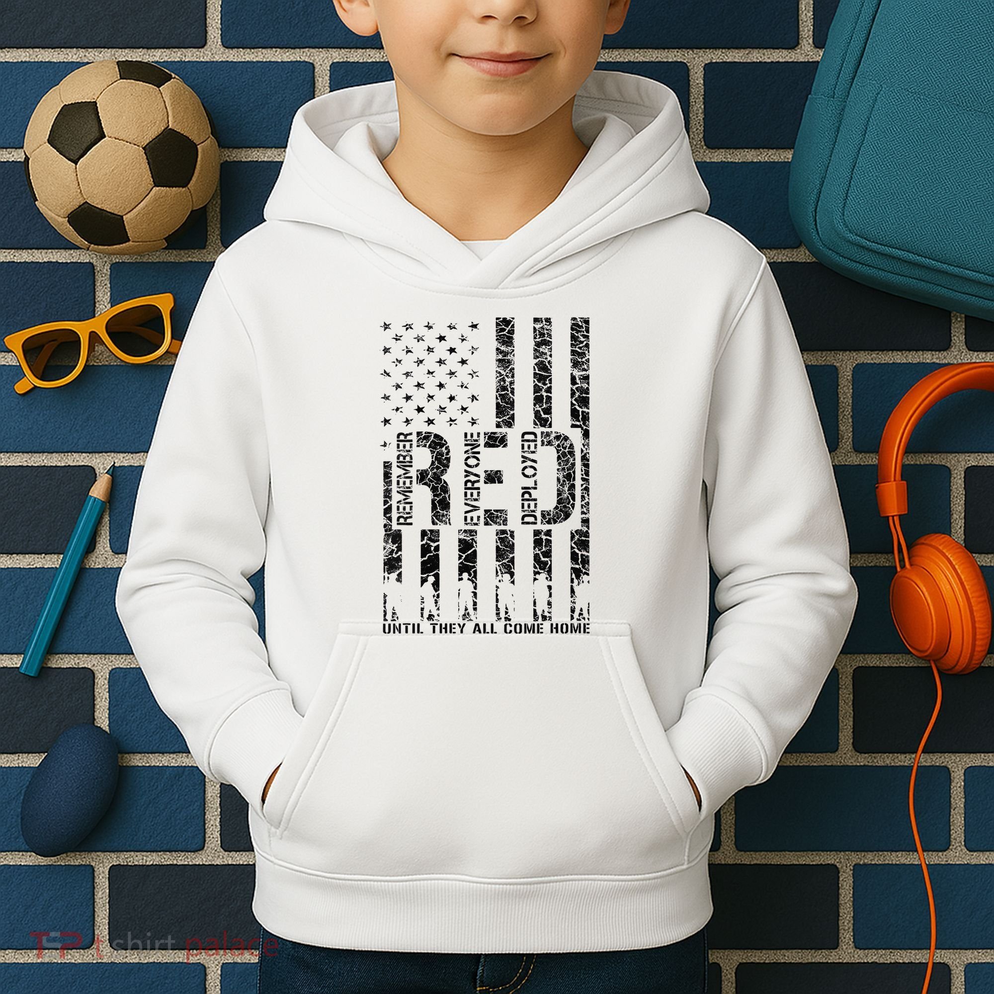 Red Friday Military Veteran Remember Everyone Deployed Kids Hoodie