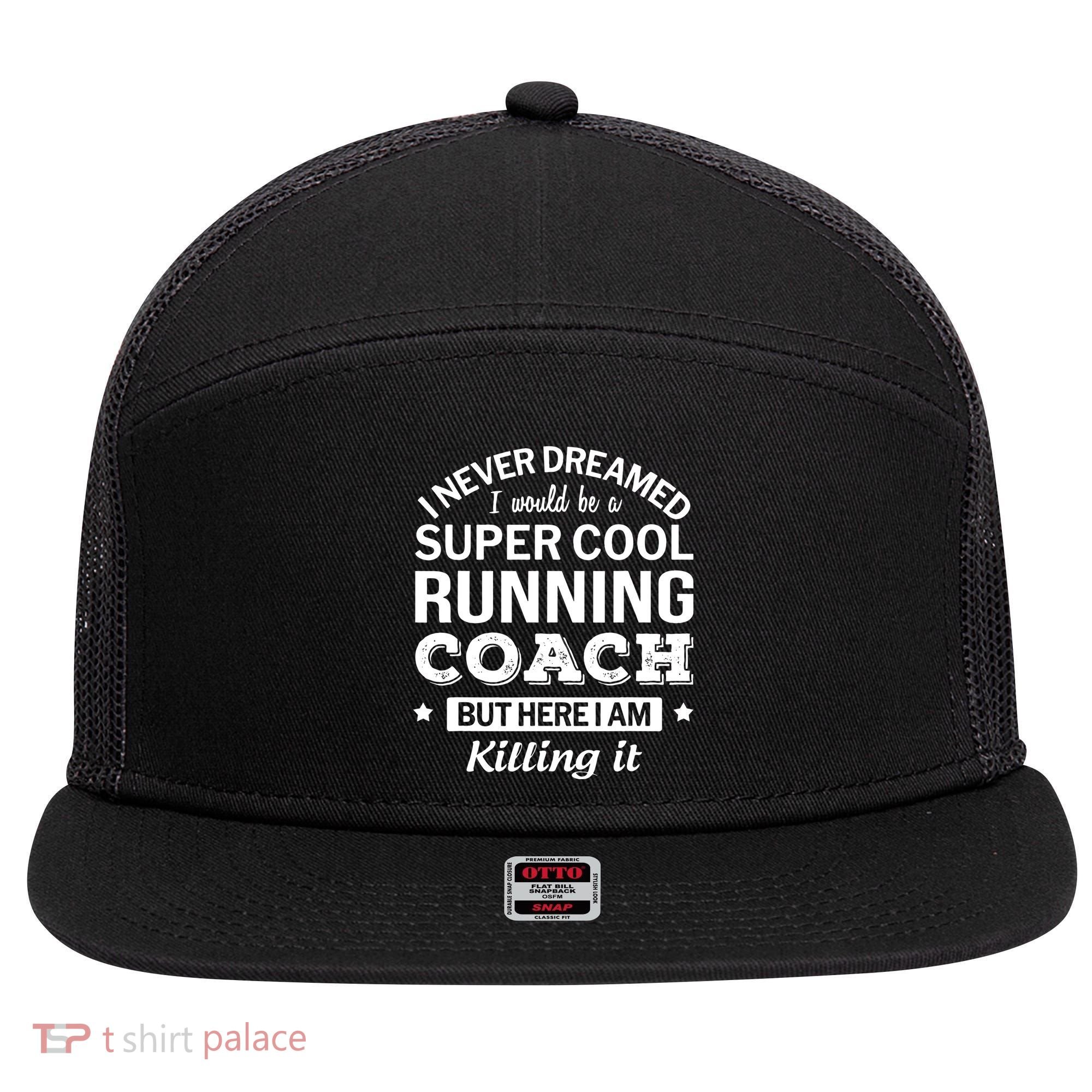 Running For Mom Marathoner Runner Coach Racing 7 Panel Mesh Trucker Snapback Hat