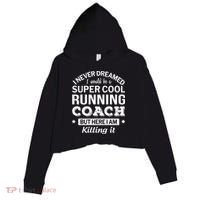 Running For Mom Marathoner Runner Coach Racing Crop Fleece Hoodie thumb 0