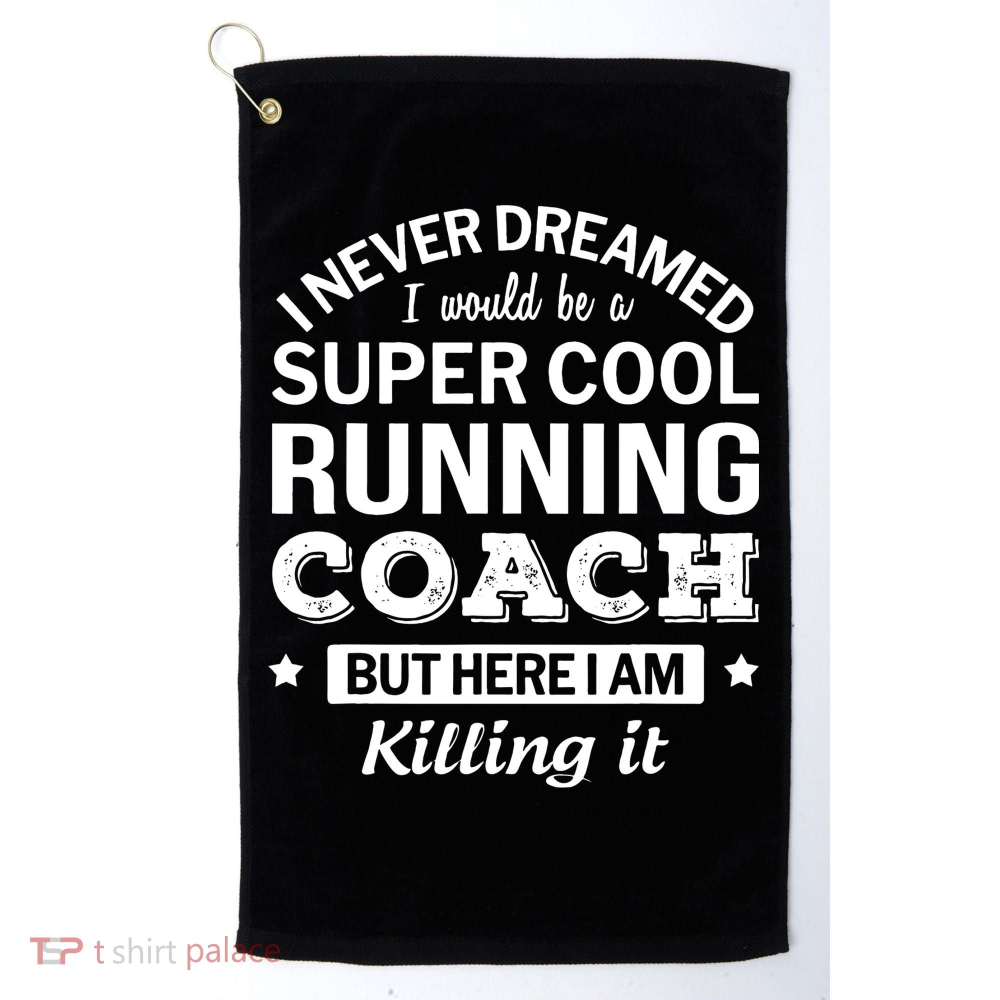 Running For Mom Marathoner Runner Coach Racing Golf Towel