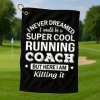Running For Mom Marathoner Runner Coach Racing Golf Towel thumb 1