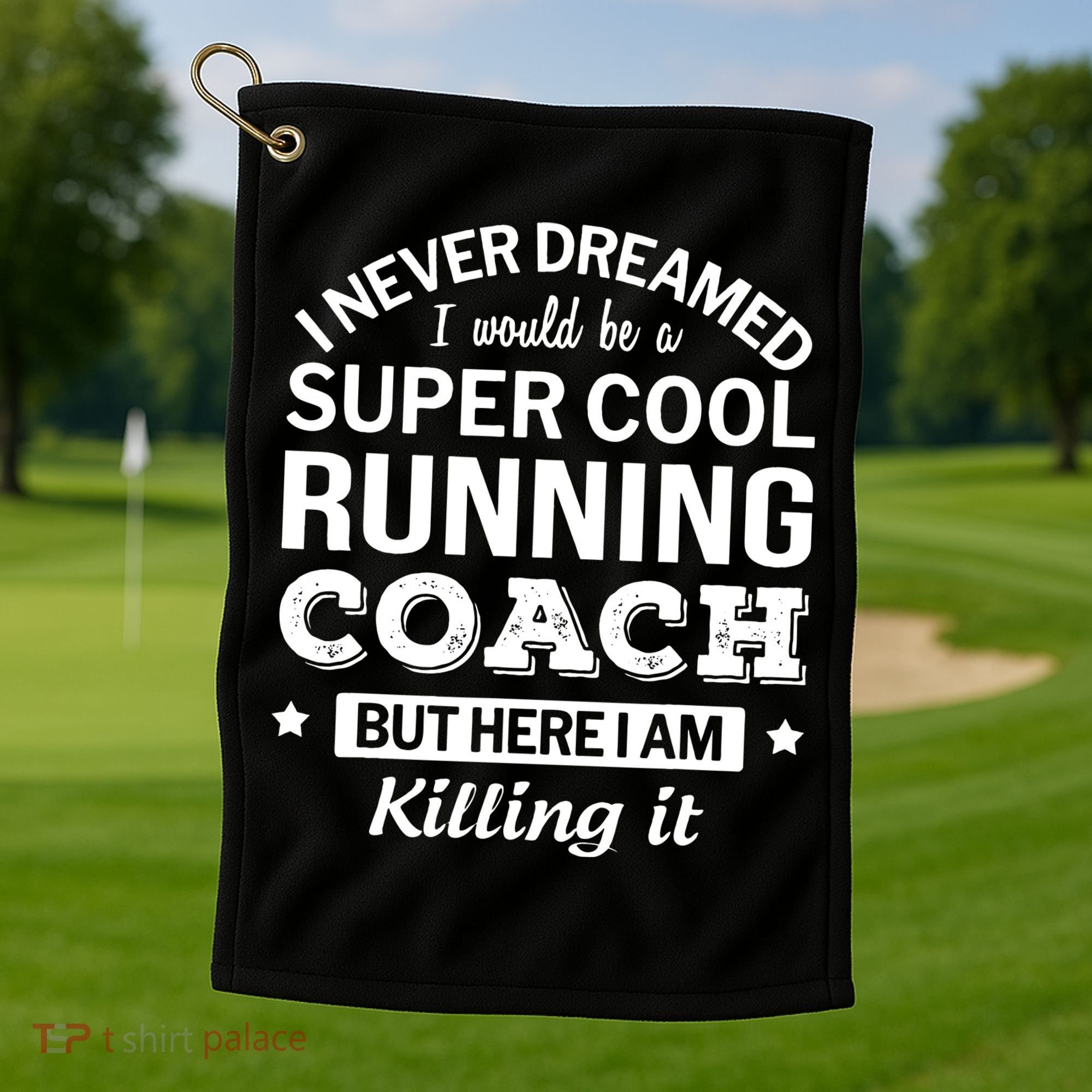 Running For Mom Marathoner Runner Coach Racing Golf Towel