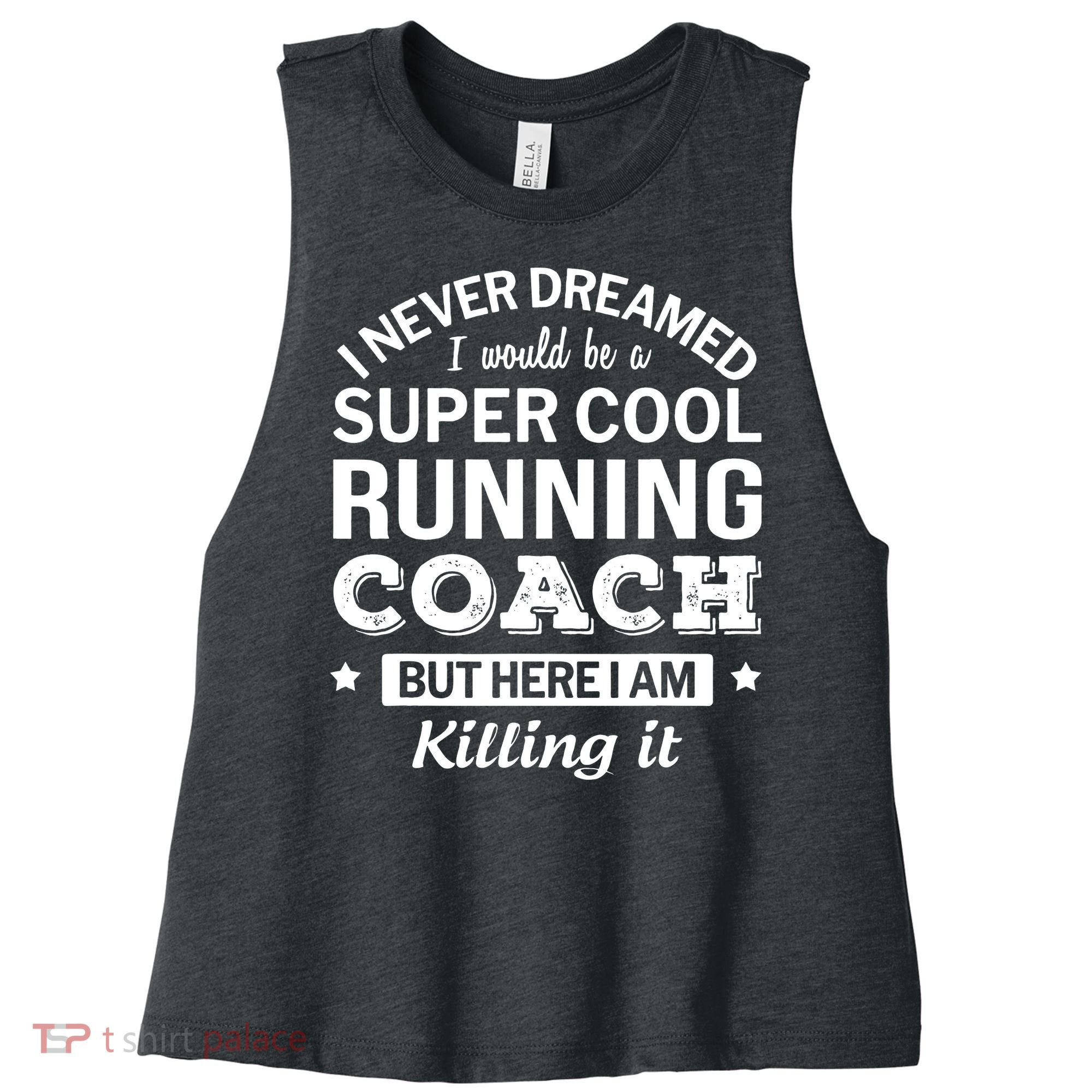 Running For Mom Marathoner Runner Coach Racing Women's Racerback Cropped Tank