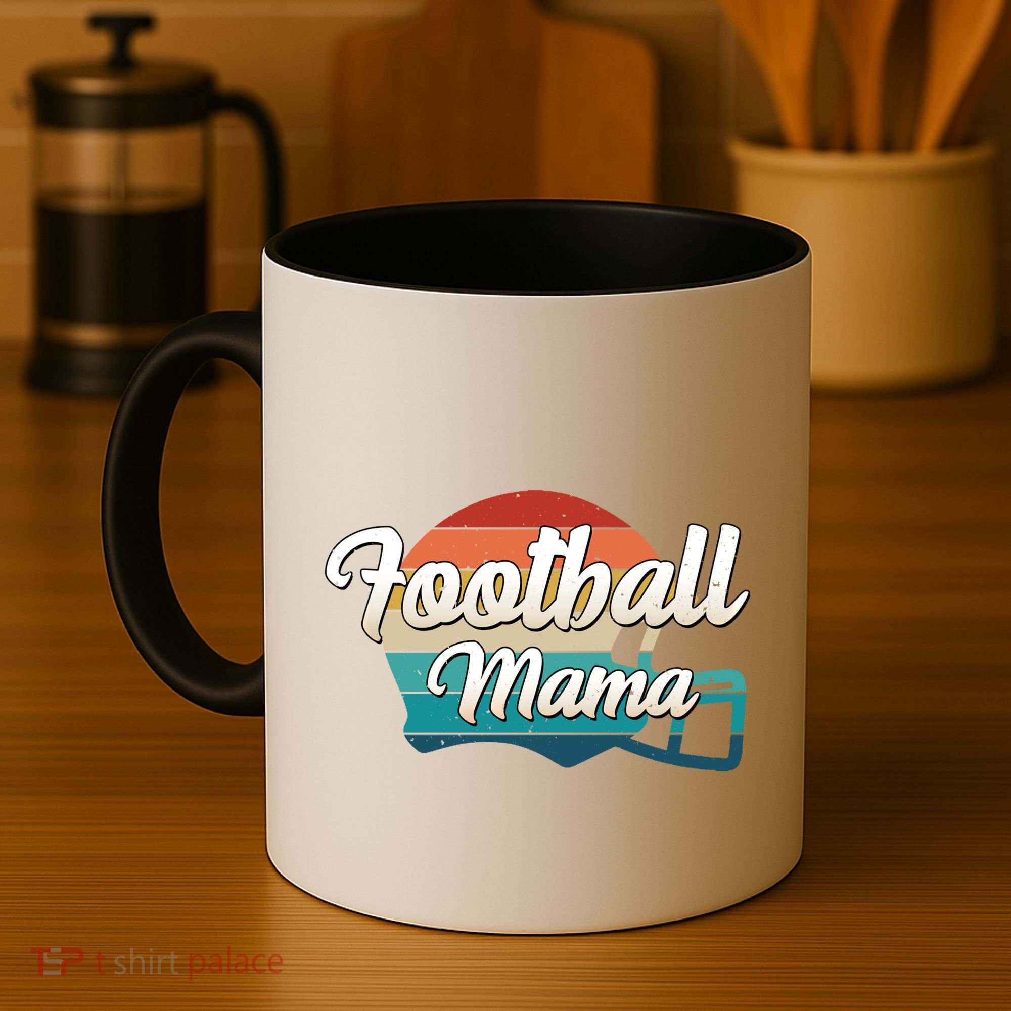 Retro Football Mama Helmet Coach Player Mom Team Cool Gift Coffee Mug