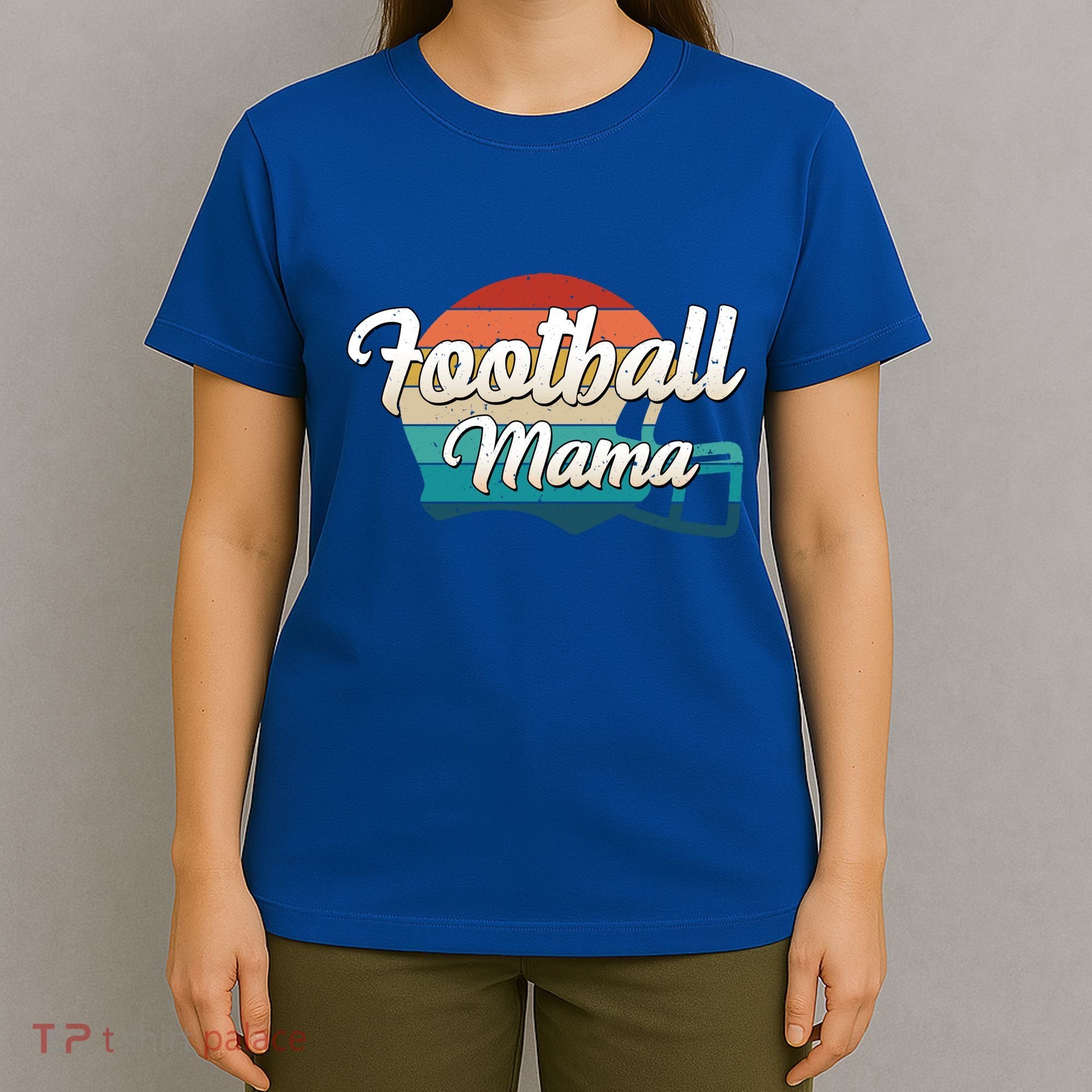 Retro Football Mama Helmet Coach Player Mom Team Cool Gift T-Shirt
