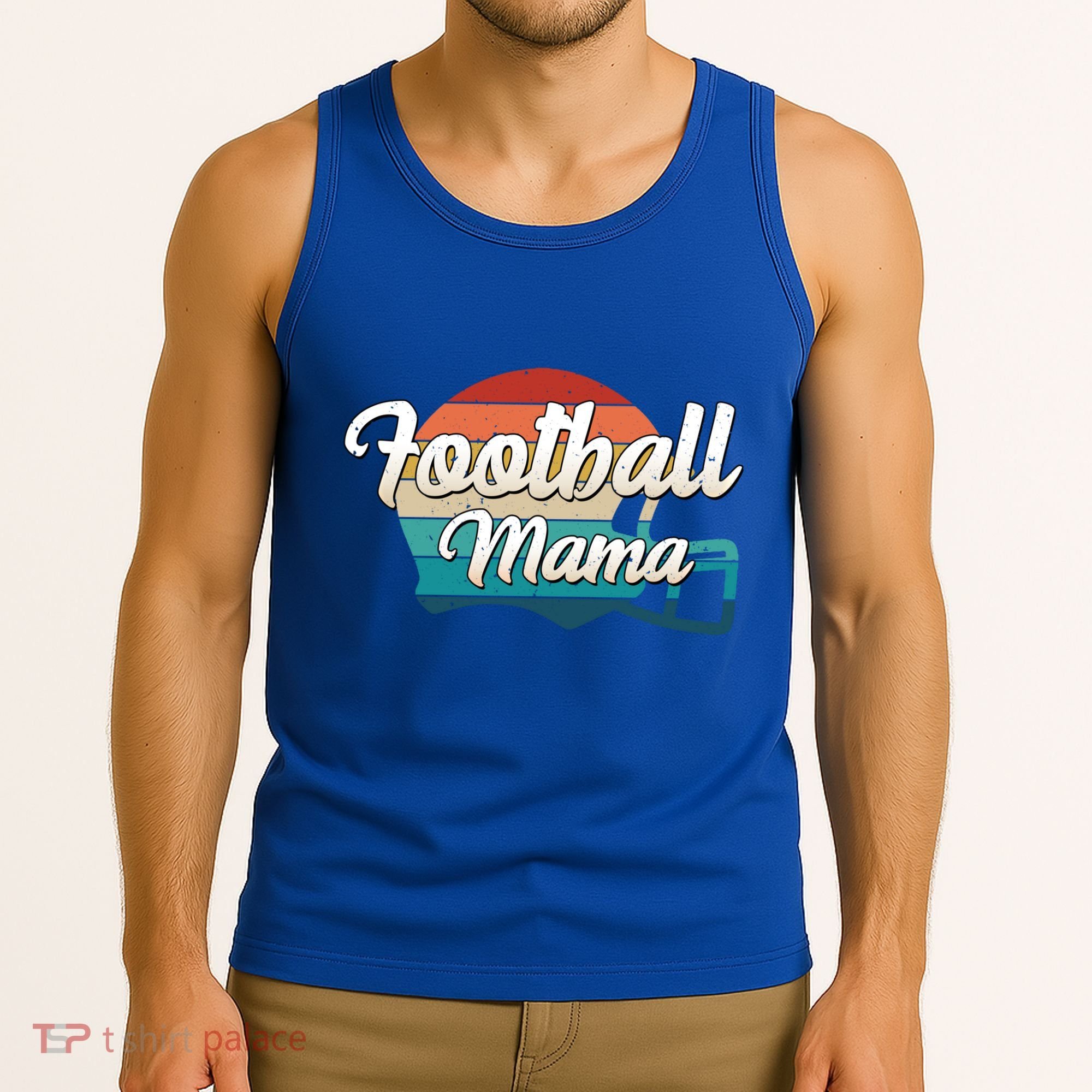 Retro Football Mama Helmet Coach Player Mom Team Cool Gift Tank Top