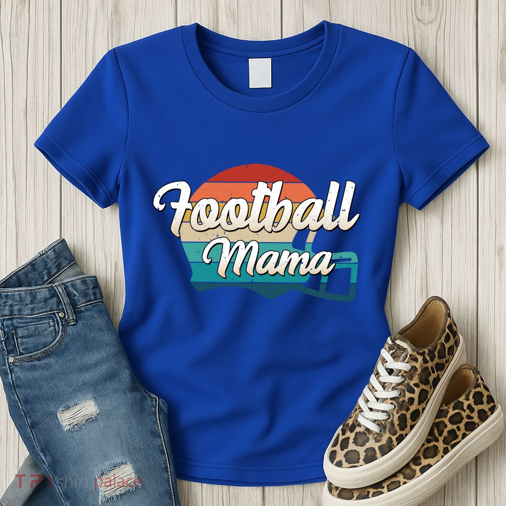 Retro Football Mama Helmet Coach Player Mom Team Cool Gift Women's T-Shirt