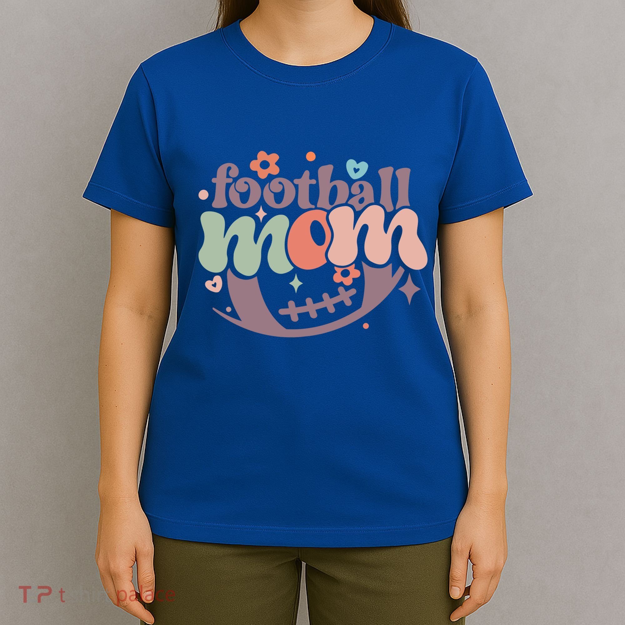 Retro Football Mom Game Groovy American Football Mama Gift T-Shirt