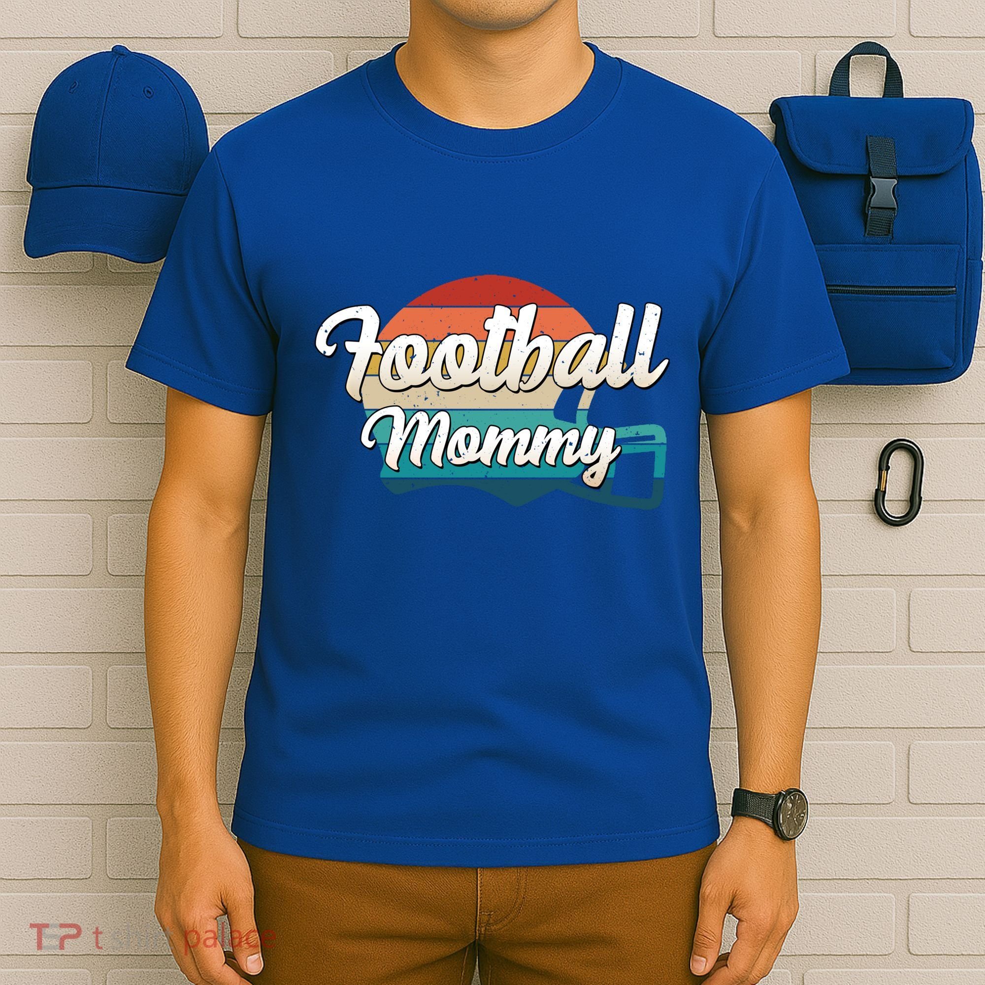 Retro Football Mommy Helmet Player Jersey Team Mom Gift T-Shirt
