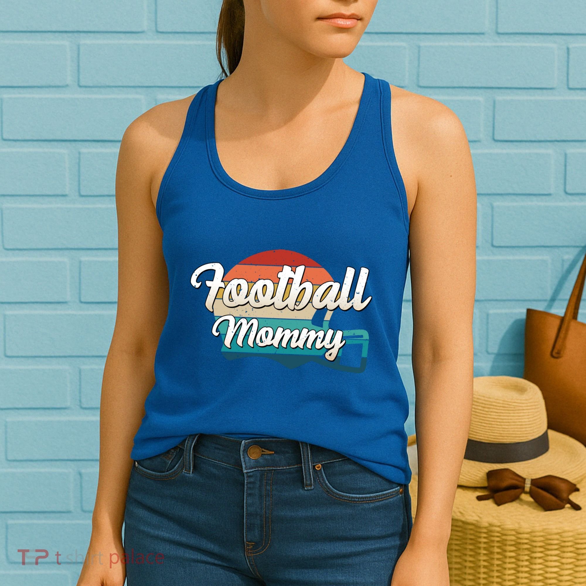 Retro Football Mommy Helmet Player Jersey Team Mom Gift Women's Tank Top