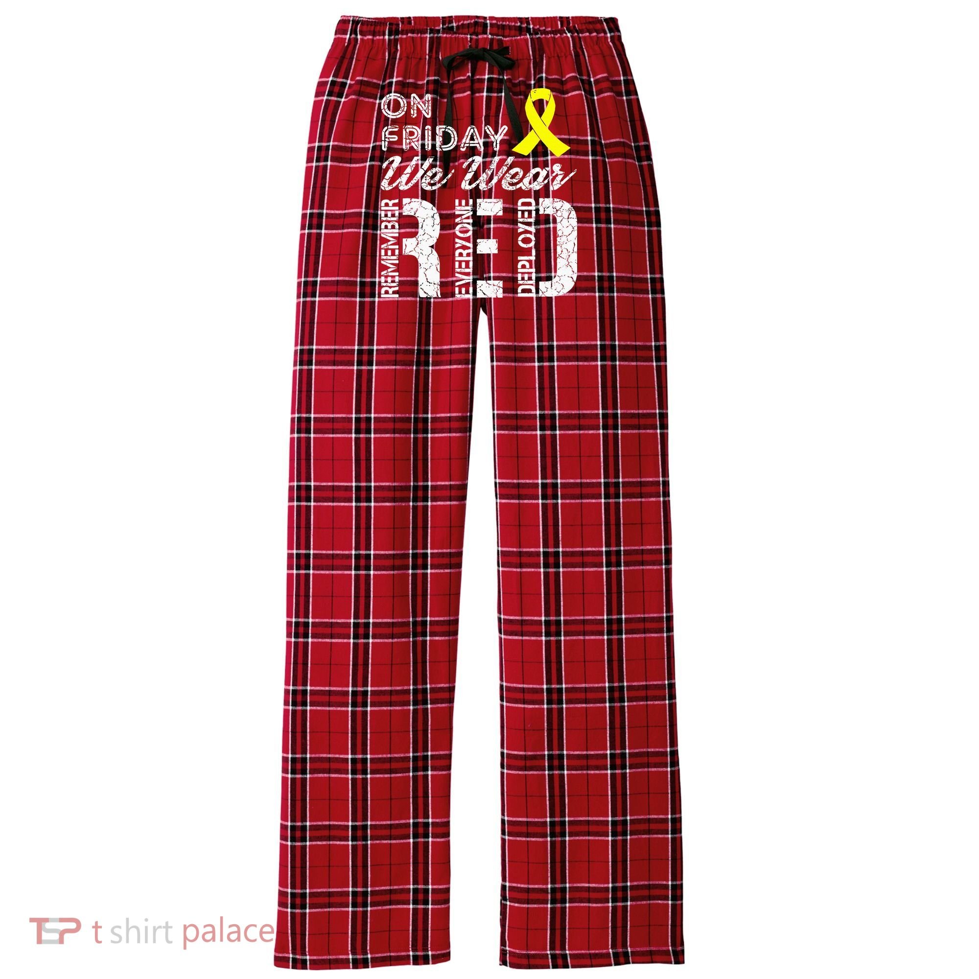 Red Friday Military R.E.D. On Friday We Wear Red Women's Flannel Plaid Pajama Pants
