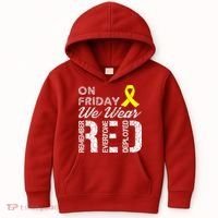 Red Friday Military R.E.D. On Friday We Wear Red Kids Hoodie thumb 0