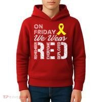 Red Friday Military R.E.D. On Friday We Wear Red Kids Hoodie thumb 4