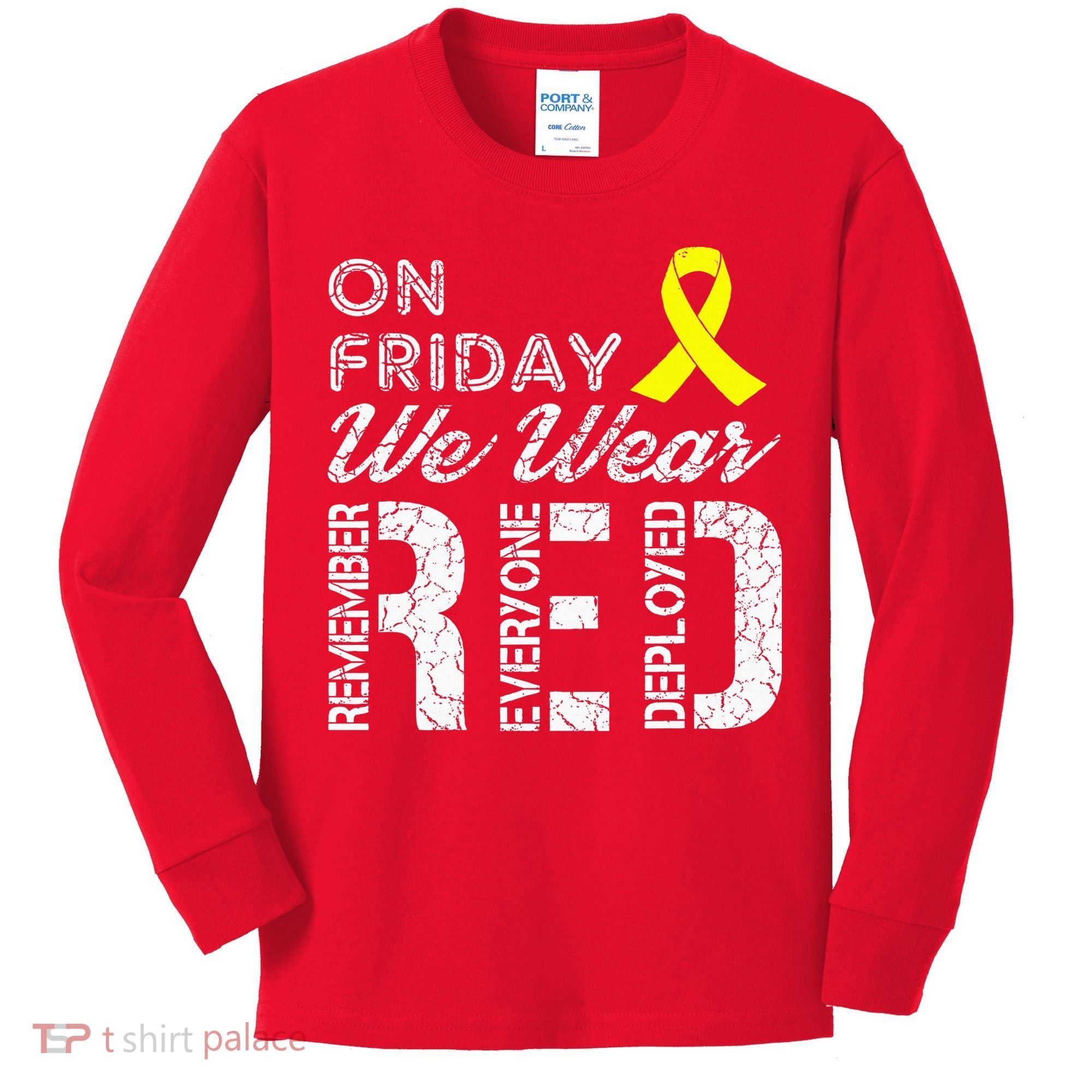 Red Friday Military R.E.D. On Friday We Wear Red Kids Long Sleeve Shirt