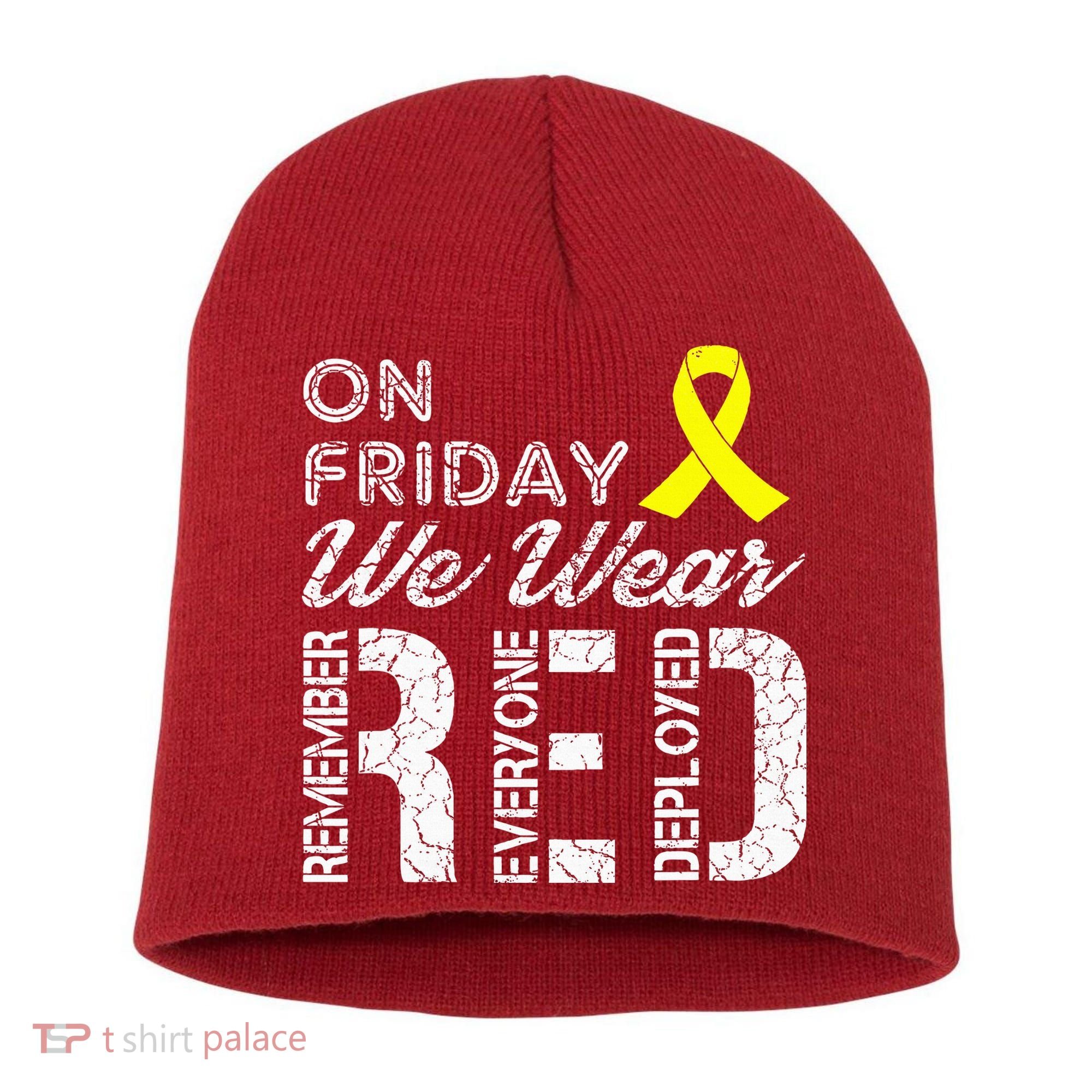 Red Friday Military R.E.D. On Friday We Wear Red Short Acrylic Beanie