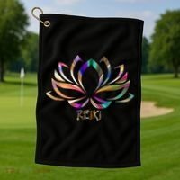 Reiki Filigree Meditation Lotus Flower Golf Towel thumb 1