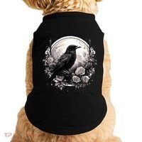 Raven Full Moon Gothic Witchy Crow Roses Mystical Doggie Tank thumb 0