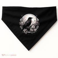 Raven Full Moon Gothic Witchy Crow Roses Mystical USA-Made Doggie Bandana thumb 0