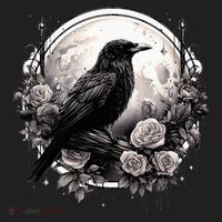 Raven Full Moon Gothic Witchy Crow Roses Mystical Beanie thumb 2