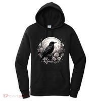 Raven Full Moon Gothic Witchy Crow Roses Mystical Women's Hoodie thumb 0