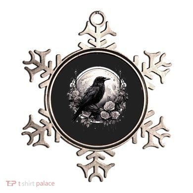 Raven Full Moon Gothic Witchy Crow Roses Mystical Ornament