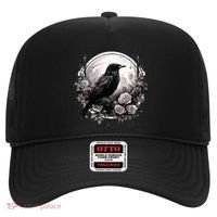 Raven Full Moon Gothic Witchy Crow Roses Mystical Hat thumb 0