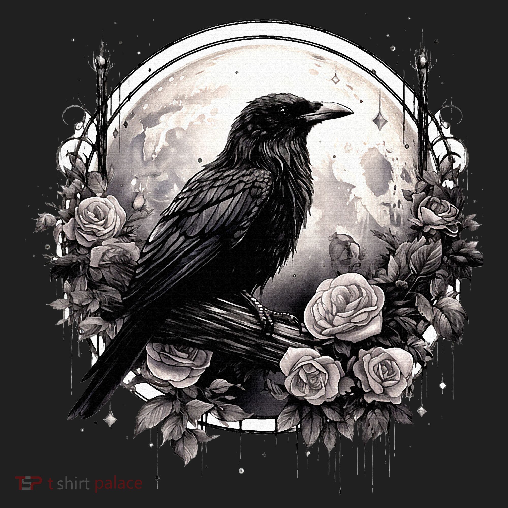 Raven Full Moon Gothic Witchy Crow Roses Mystical Hat