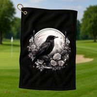 Raven Full Moon Gothic Witchy Crow Roses Mystical Golf Towel thumb 1