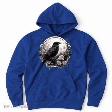 Raven Full Moon Gothic Witchy Crow Roses Mystical Hoodie