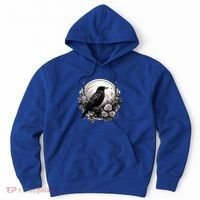 Raven Full Moon Gothic Witchy Crow Roses Mystical Hoodie thumb 0