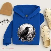 Raven Full Moon Gothic Witchy Crow Roses Mystical Hoodie thumb 4