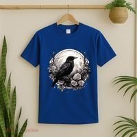 Raven Full Moon Gothic Witchy Crow Roses Mystical T-Shirt thumb 2
