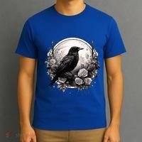 Raven Full Moon Gothic Witchy Crow Roses Mystical T-Shirt thumb 3