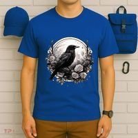 Raven Full Moon Gothic Witchy Crow Roses Mystical T-Shirt thumb 6