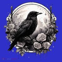 Raven Full Moon Gothic Witchy Crow Roses Mystical T-Shirt thumb 7