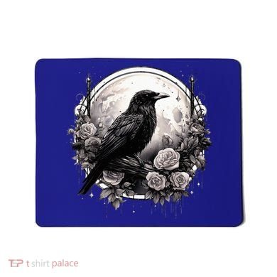 Raven Full Moon Gothic Witchy Crow Roses Mystical Mousepad