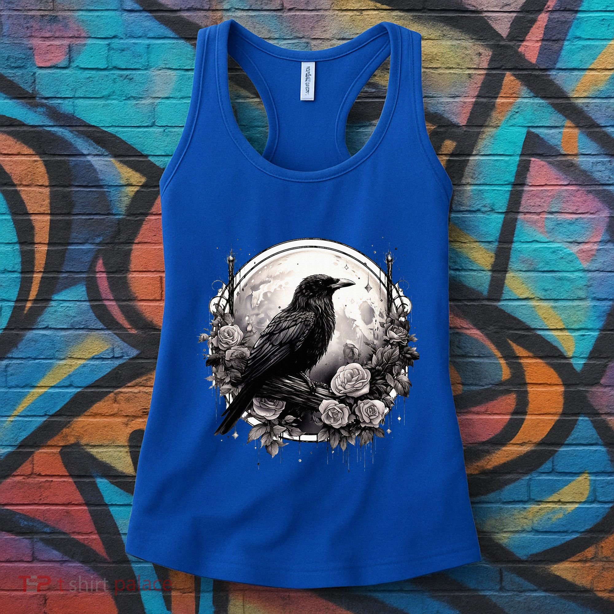 Raven Full Moon Gothic Witchy Crow Roses Mystical Women's Tank Top