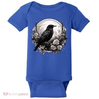 Raven Full Moon Gothic Witchy Crow Roses Mystical Baby Bodysuit