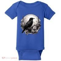 Raven Full Moon Gothic Witchy Crow Roses Mystical Baby Bodysuit thumb 0
