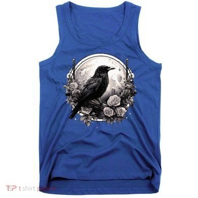 Raven Full Moon Gothic Witchy Crow Roses Mystical Tank Top