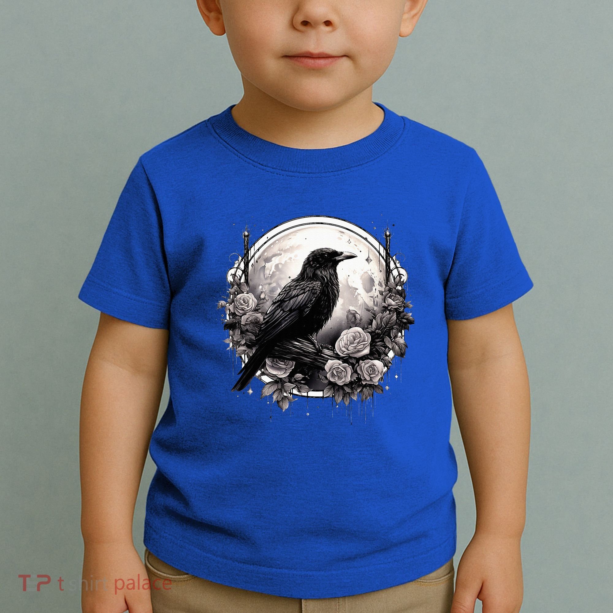Raven Full Moon Gothic Witchy Crow Roses Mystical Toddler T-Shirt