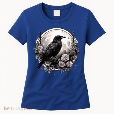 Raven Full Moon Gothic Witchy Crow Roses Mystical Women's T-Shirt