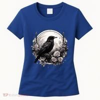 Raven Full Moon Gothic Witchy Crow Roses Mystical Women's T-Shirt thumb 0