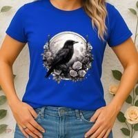 Raven Full Moon Gothic Witchy Crow Roses Mystical Women's T-Shirt thumb 2