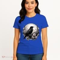 Raven Full Moon Gothic Witchy Crow Roses Mystical Women's T-Shirt thumb 4