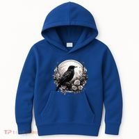 Raven Full Moon Gothic Witchy Crow Roses Mystical Kids Hoodie thumb 0